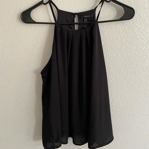 F21 black chiffon high neck tank